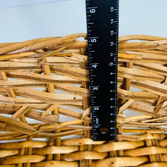 Grapevine Wicker Flower Market Basket Decorative MCM Wooden Handles Farmhouse - Picture 14 of 15